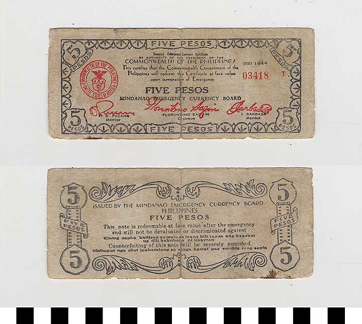 Thumbnail of Philippine Commonwealth Government Mindanao Emergency Circulating Bank Note: 20 Pesos (1992.23.1848)