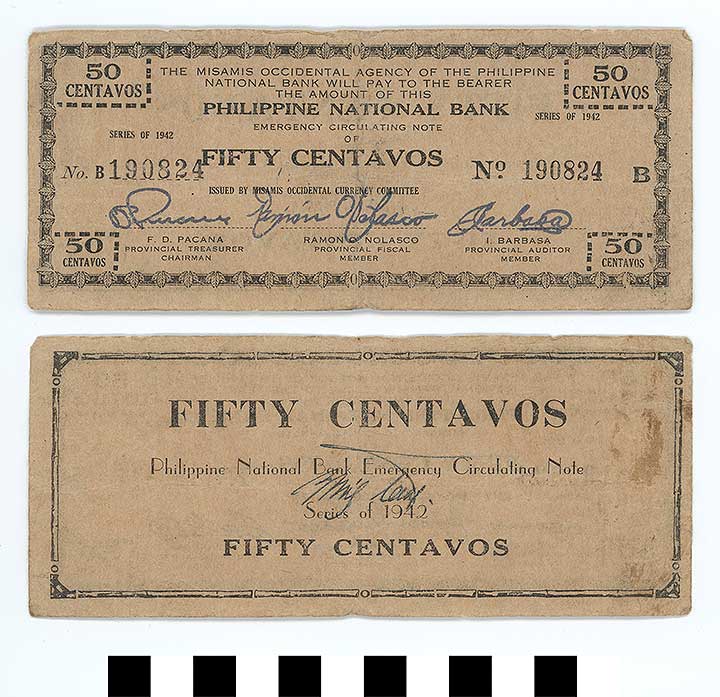 Thumbnail of Philippine Commonwealth Government Misamis Occidental Emergency Circulating Bank Note:  50 Centavos (1992.23.1866)
