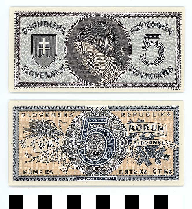 Thumbnail of Bank Note: Slovakia, 5 Korun (1992.23.1880)