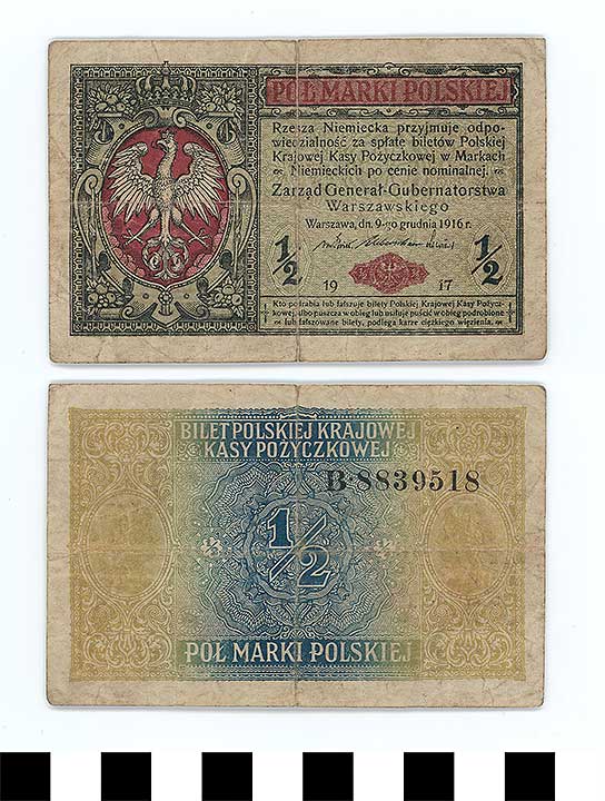 Thumbnail of Bank Note: Poland, 1/2 Marki (1992.23.1885)
