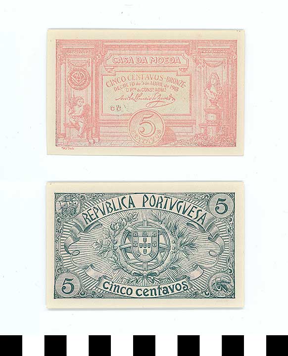 Thumbnail of Bank Note: Portuguese Republic, 5 Centavos (1992.23.1916)