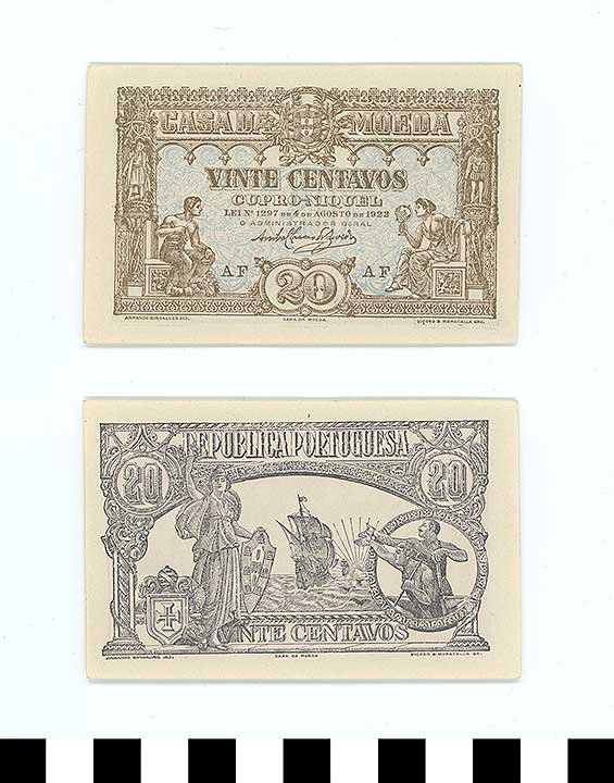 Thumbnail of Bank Note: Portuguese Republic, 20 Centavos (1992.23.1917)
