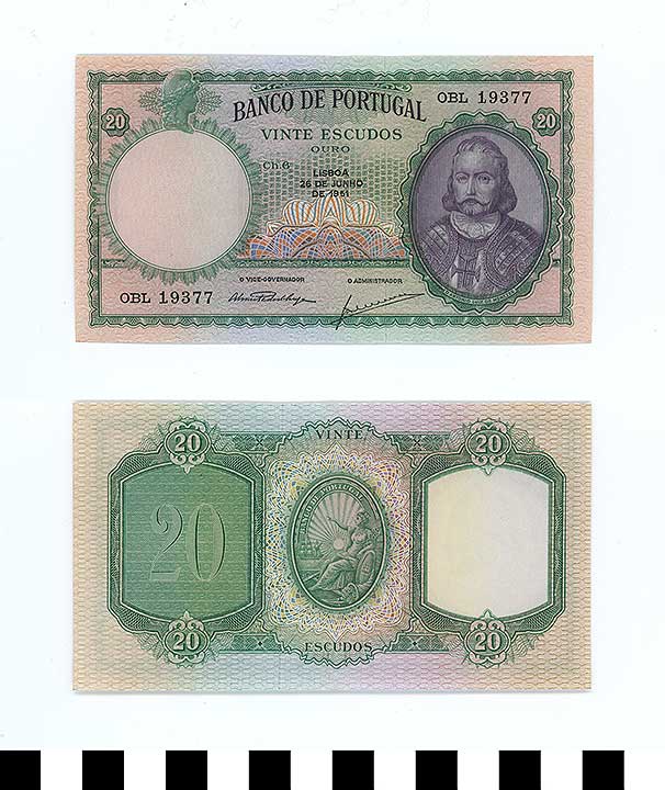 Thumbnail of Bank Note: Portuguese Republic, 20 Escudos (1992.23.1919)