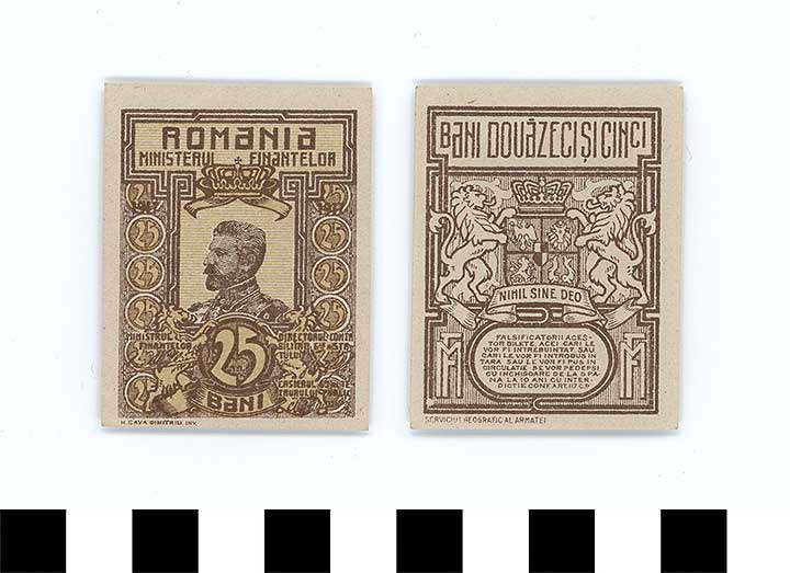 Thumbnail of Bank Note: Romania, 25 Bani (1992.23.1929)