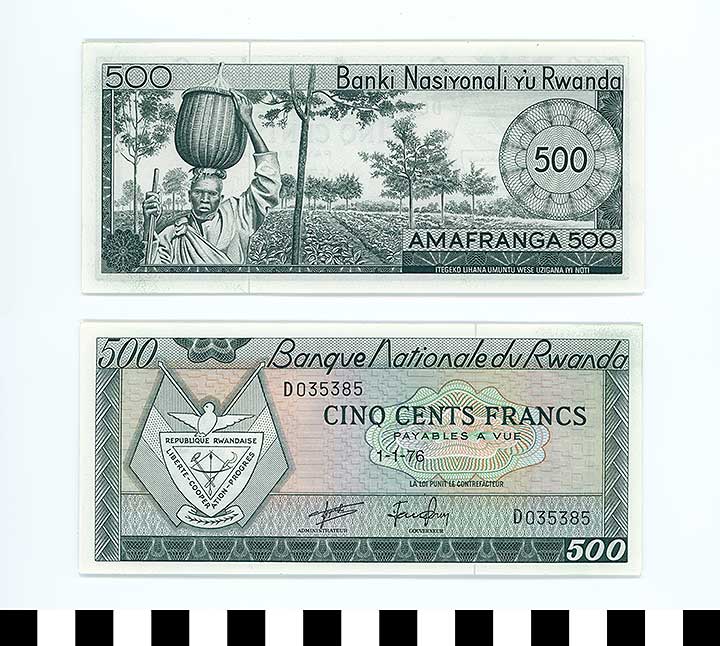 Thumbnail of Bank Note: Rwanda, 500 Francs (1992.23.2040)