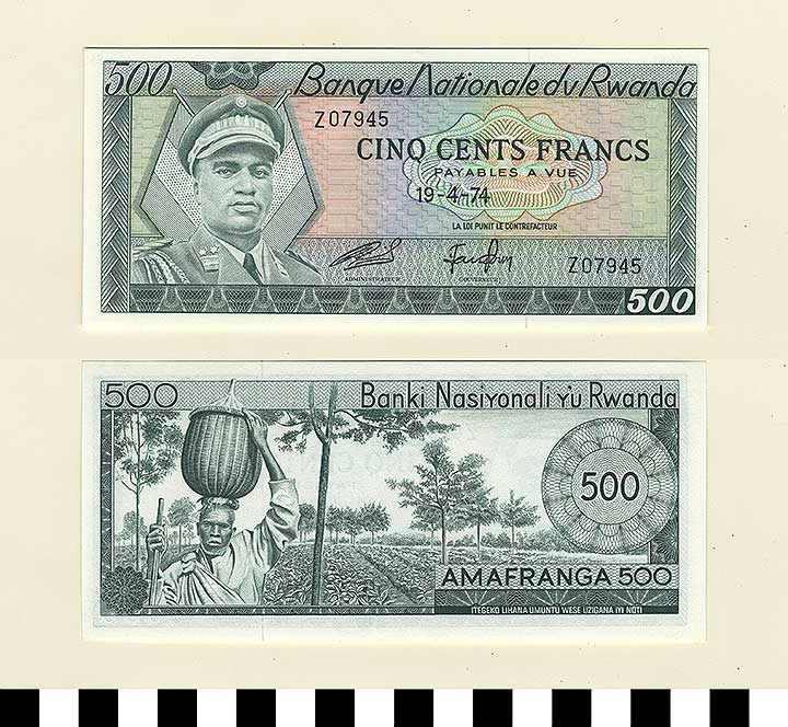 Thumbnail of Bank Note: Rwanda, 500 Francs (1992.23.2041)