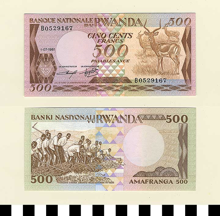 Thumbnail of Bank Note: Rwanda, 500 Francs (1992.23.2042)