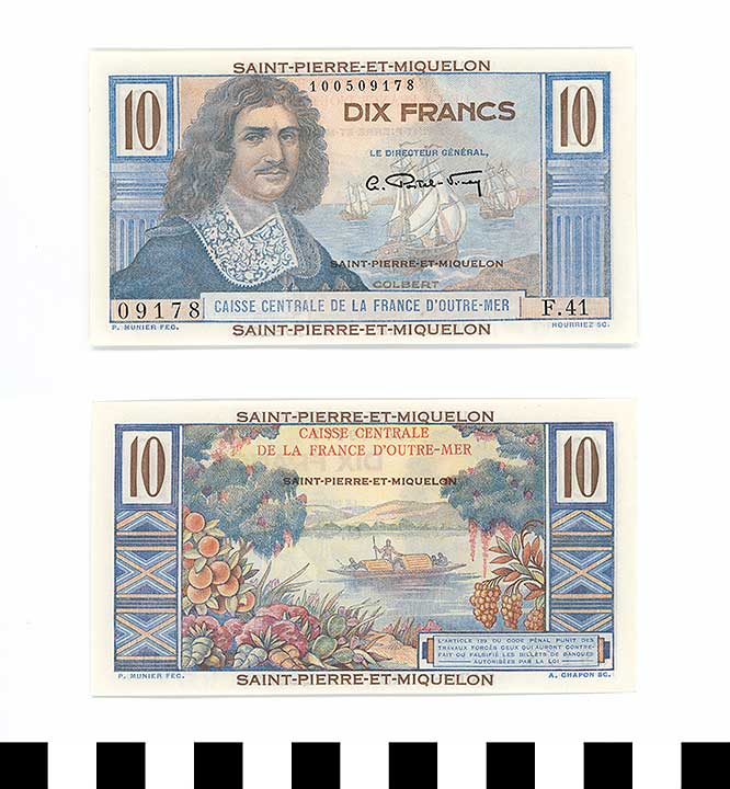 Thumbnail of Bank Note: St. Pierre & Miquelon Islands, 10 Francs (1992.23.2049)