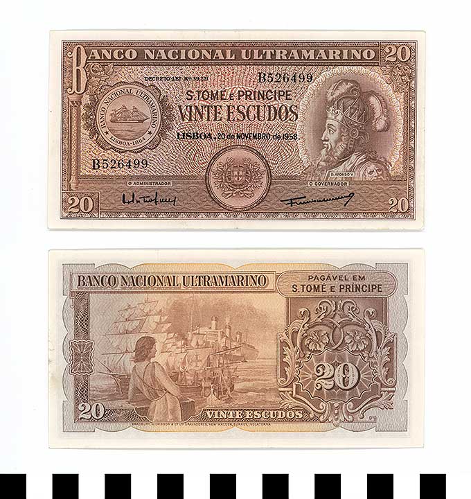 Thumbnail of Bank Note: Sao Tomé & Príncipe, 20 Escudos (1992.23.2062)