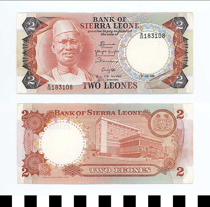 Thumbnail of Bank Note: Sierra Leone, 2 Leones (1992.23.2097)