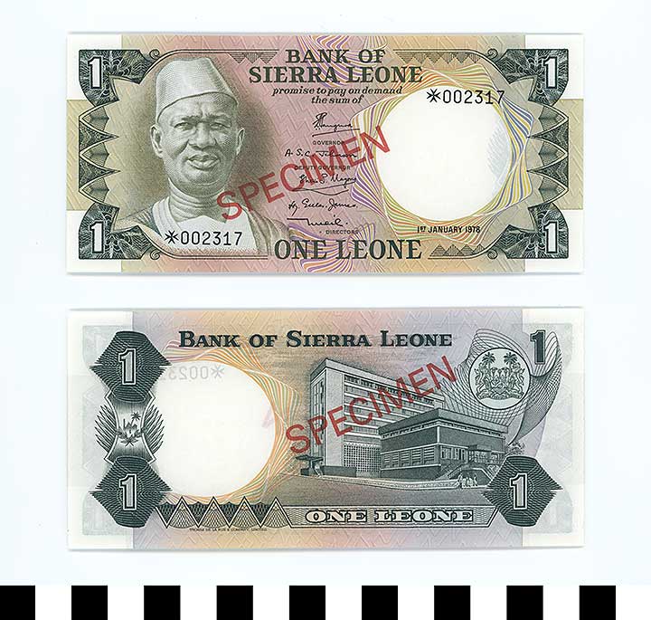 Thumbnail of Bank Note: Sierra Leone, 1 Leone (1992.23.2098B)