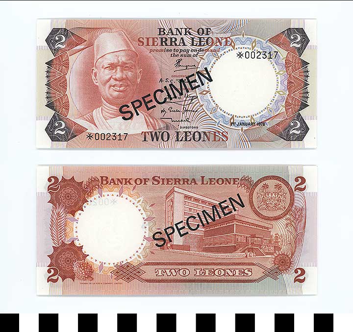 Thumbnail of Bank Note: Sierra Leone, 2 Leones (1992.23.2098C)