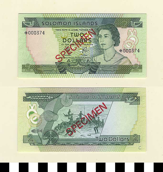 Thumbnail of Bank Note: Solomon Islands, 2 Dollars (1992.23.2108C)