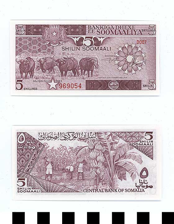 Thumbnail of Bank Note: Somalia, 5 Shillings (1992.23.2110)