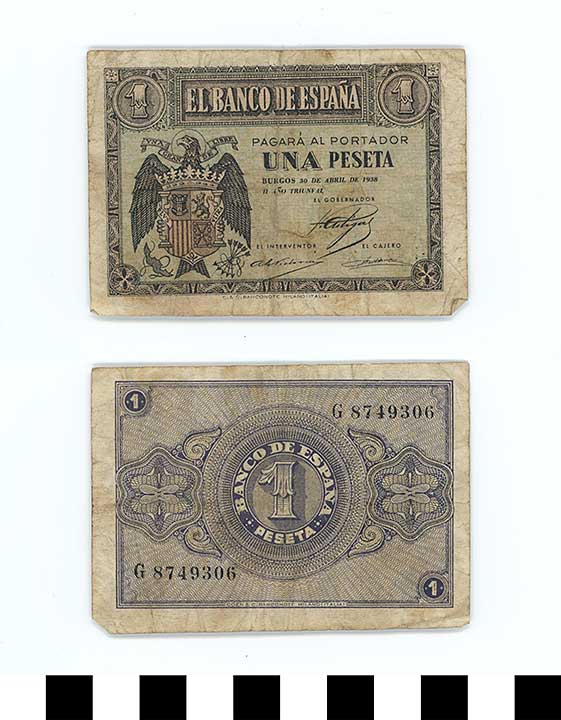 Thumbnail of Bank Note: Spain, 1 Peseta (1992.23.2122)