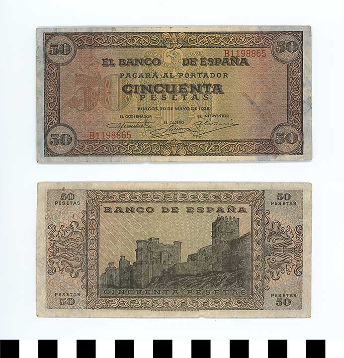 Thumbnail of Bank Note: Spain, 50 Pesetas (1992.23.2124)