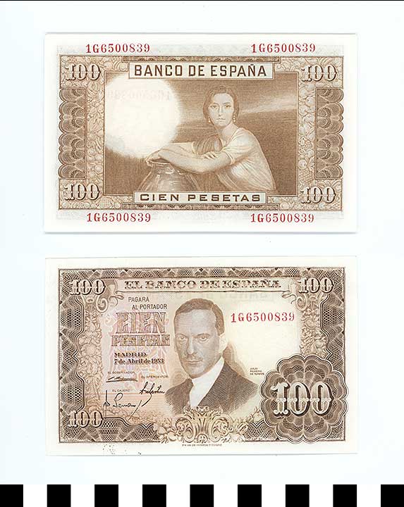 Thumbnail of Bank Note: Kingdom of Spain, 100 Pesetas (1992.23.2127)