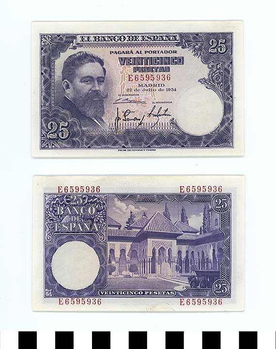 Thumbnail of Bank Note: Kingdom of Spain, 25 Pesetas (1992.23.2128)
