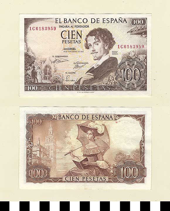 Thumbnail of Bank Note: Kingdom of Spain, 100 Pesetas (1992.23.2129)