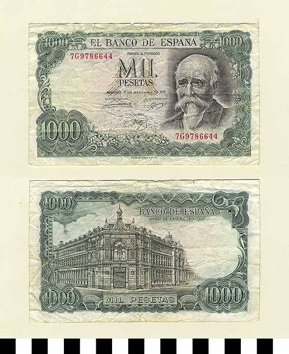 Thumbnail of Bank Note: Kingdom of Spain, 1,000 Pesetas (1992.23.2131)