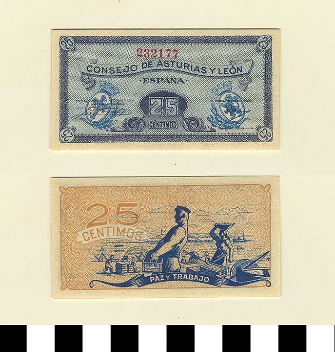 Thumbnail of Bank Note: Consejo de Asturias y León, Spain, 25 Centimos (1992.23.2134)