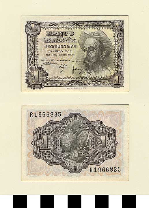Thumbnail of Bank Note: Spain, 1 Peseta (1992.23.2147)