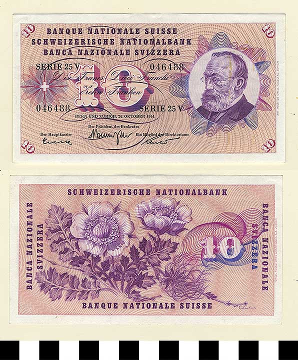 Thumbnail of Bank Note: Switzerland, 10 Francs (1992.23.2148)