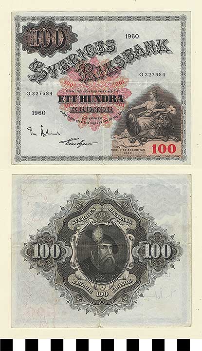 Thumbnail of Bank Note: Sweden, 100 Kronor (1992.23.2164)