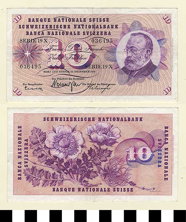 Thumbnail of Bank Note: Switzerland, 10 Francs (1992.23.2167)