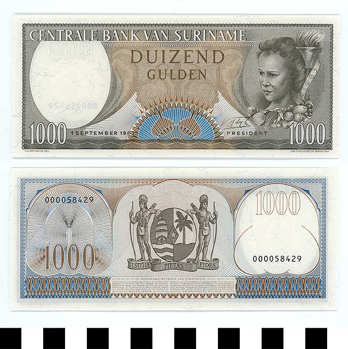 Thumbnail of Bank Note: Suriname, 1,000 Gulden (1992.23.2171)