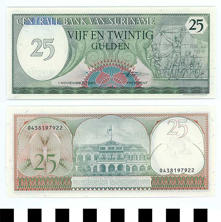 Thumbnail of Bank Note: Suriname, 25 Gulden (1992.23.2172)