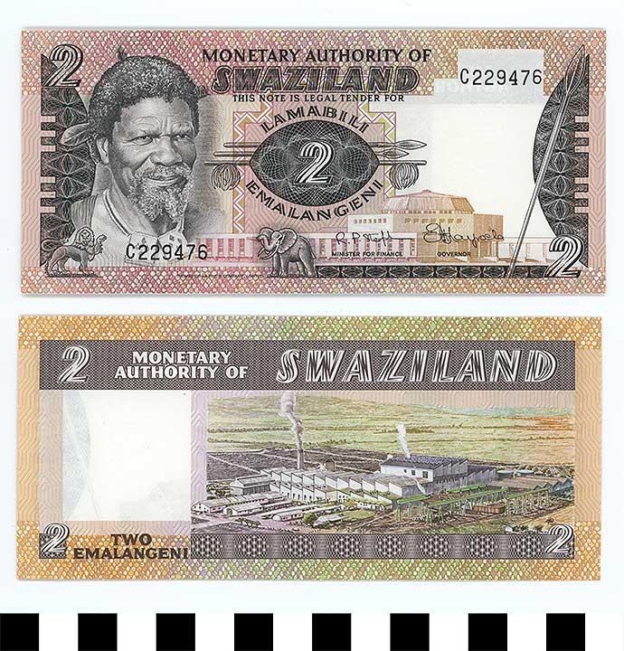 Thumbnail of Bank Note: Swaziland, 2 Emalangeni (1992.23.2179)