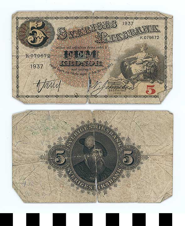 Thumbnail of Bank Note: Sweden, 5 Kronor (1992.23.2181)