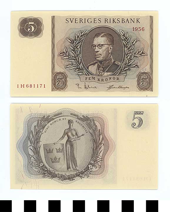 Thumbnail of Bank Note: Sweden, 5 Kronor (1992.23.2182)