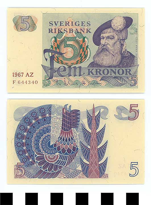 Thumbnail of Bank Note: Sweden, 5 Kronor (1992.23.2184)