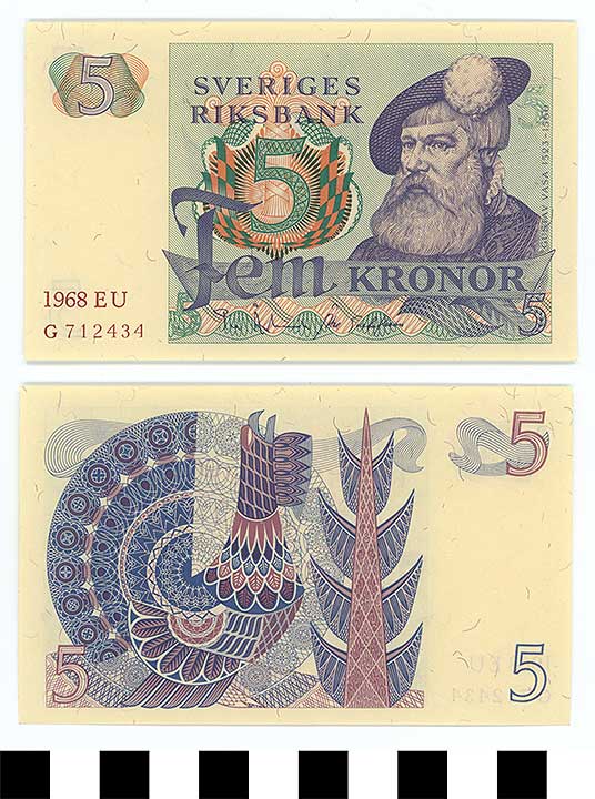 Thumbnail of Bank Note: Sweden, 5 Kronor (1992.23.2186)