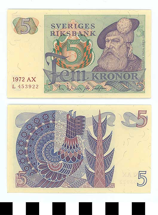 Thumbnail of Bank Note: Sweden, 5 Kronor (1992.23.2187)