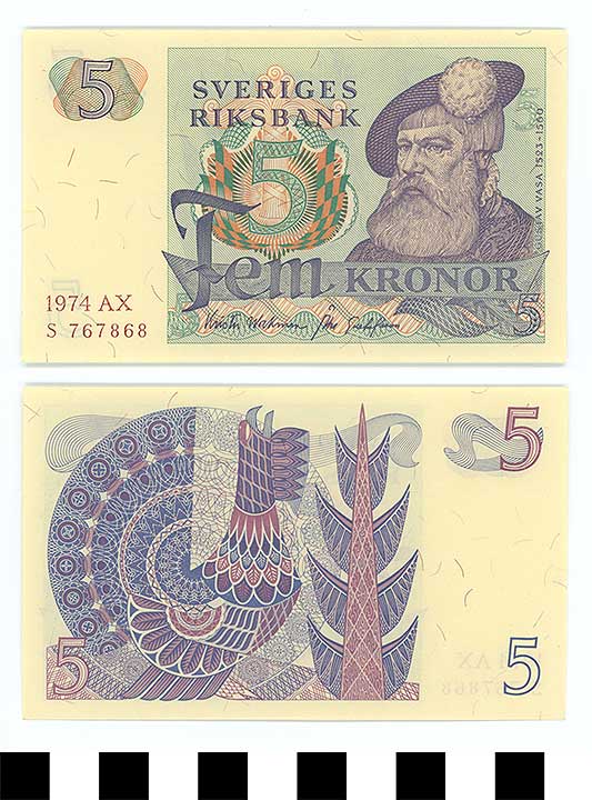 Thumbnail of Bank Note: Sweden, 5 Kronor (1992.23.2188)