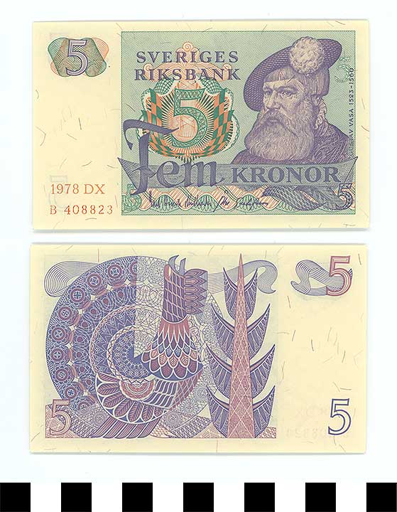 Thumbnail of Bank Note: Sweden, 5 Kronor (1992.23.2190)