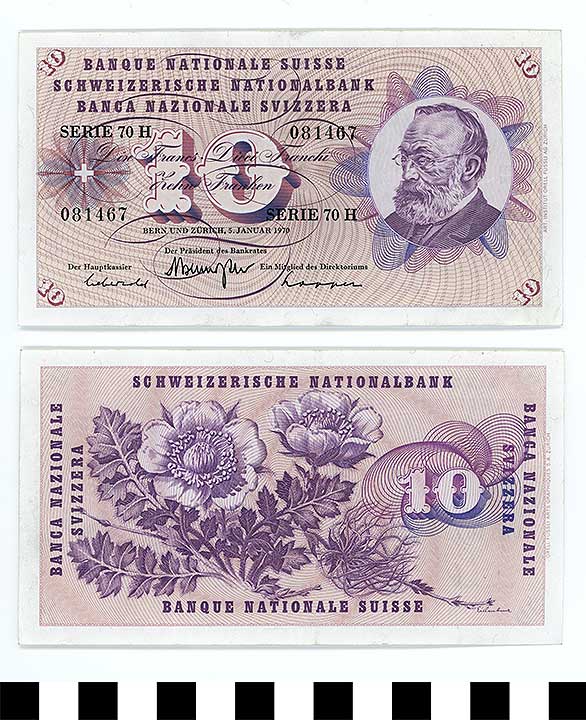 Thumbnail of Bank Note: Switzerland, 10 Francs (1992.23.2193)