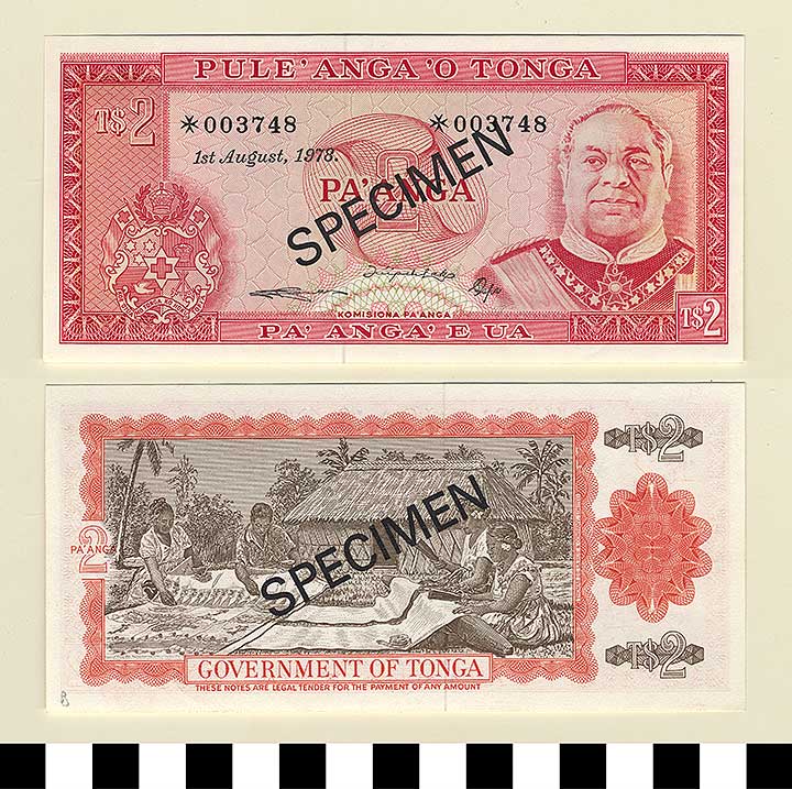 Thumbnail of Bank Note: Kingdom of Tonga, 2 Pa