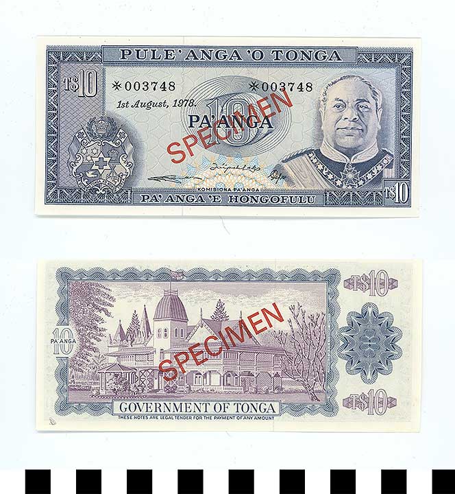 Thumbnail of Bank Note: Kingdom of Tonga, 10 Pa