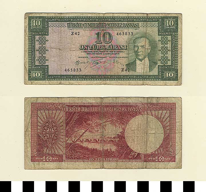 Thumbnail of Bank Note: Turkey, 10 Lirasi (1992.23.2238)