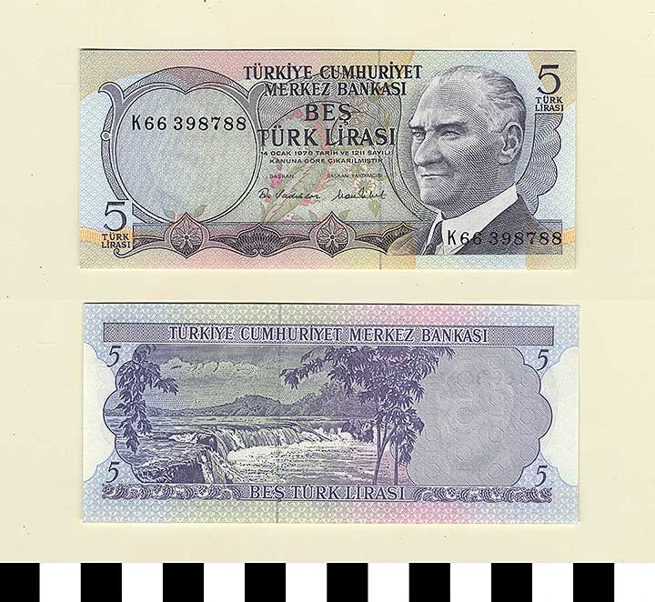 Thumbnail of Bank Note: Turkey, 5 Lirasi (1992.23.2239)