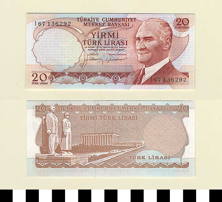 Thumbnail of Bank Note: Turkey, 20 Lirasi (1992.23.2240)