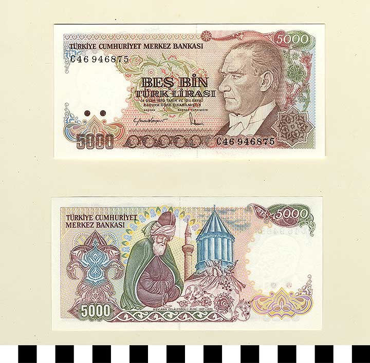 Thumbnail of Bank Note: Turkey, 5000 Lirasi (1992.23.2244)