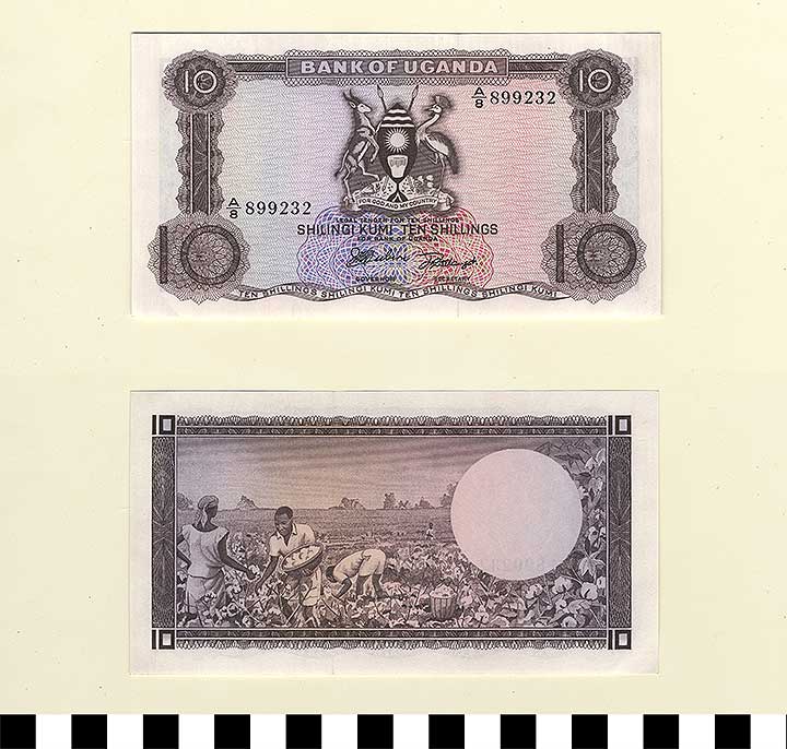 Thumbnail of Bank Note: Uganda, 10 Shillings (1992.23.2245)