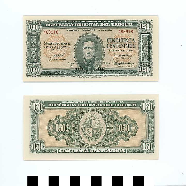 Thumbnail of Bank Note: Uruguay, 50 Centesimos (1992.23.2265)