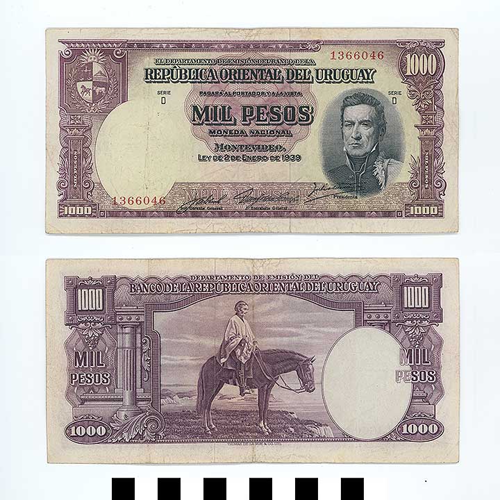 Thumbnail of Bank Note: Uruguay, 1,000 Pesos (1992.23.2271)