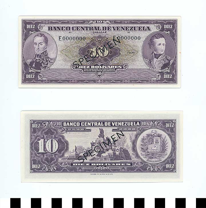 Thumbnail of Bank Note: Venezuela, 10 Bolivares (1992.23.2286)